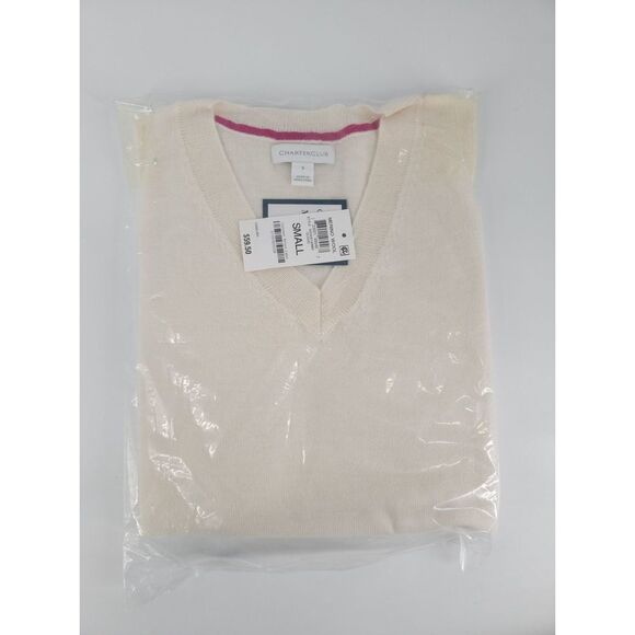 Charter Club V-Neck Button-Sleeve Sweater Cloud S - Picture 4 of 4
